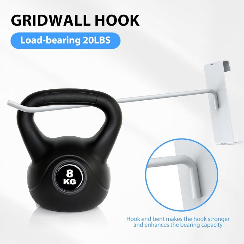 BeapTcely 50 Pieces Gridwall Hooks Gridwall Panel Hooks Metal Gridwall Hanging Hangers Gridwall Accessories Gridwall Pegs for Retail Shop Display Trade Garage Storage (White, 6 Inch) - Image 4